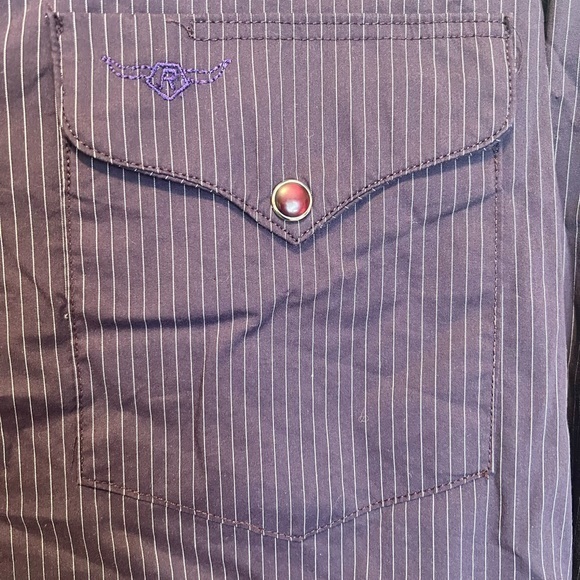 Flying R Ranchwear Ruddock Mfg company 14 1/2 33c Purple Stripe Women Button - Picture 5 of 7